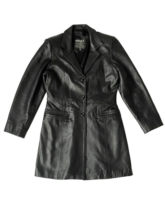 Pre-loved Black Versace Leather Jacket